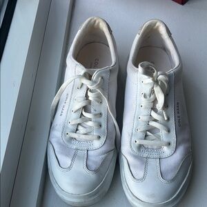 Cole Haan Off-White Canvas Lace-Up Sneakers